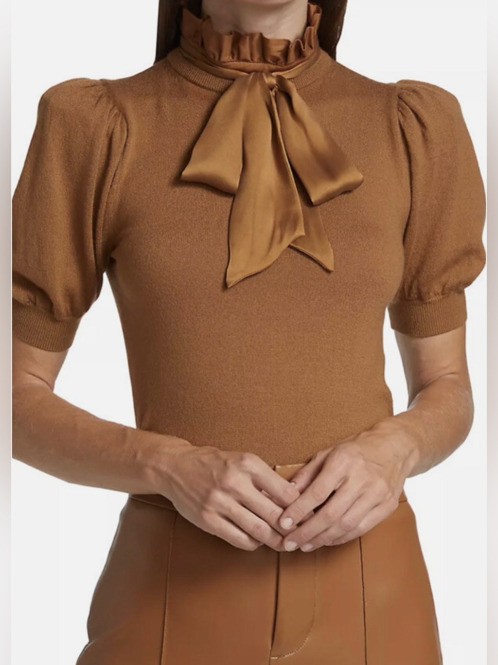 ALICE + OLIVIA Chase Puff Sleeve Stretch Wool Sweater
